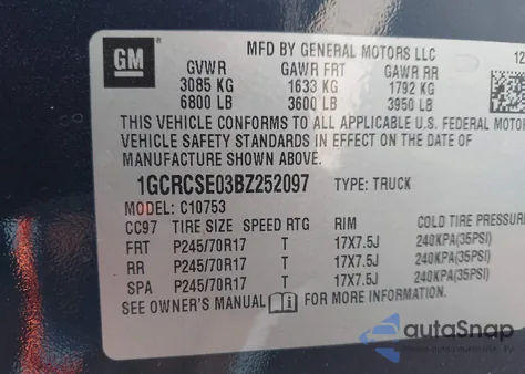 2011 Chevrolet Silverado 1500 Lt from USA, damaged, VIN 1GCRCSE03BZ252097